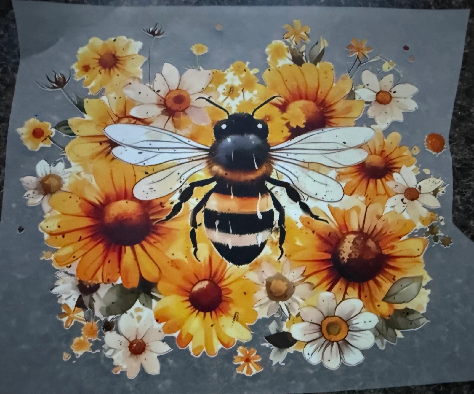 DTF Sticker Bij en Bloemen - Hoge Kwaliteit Transfer